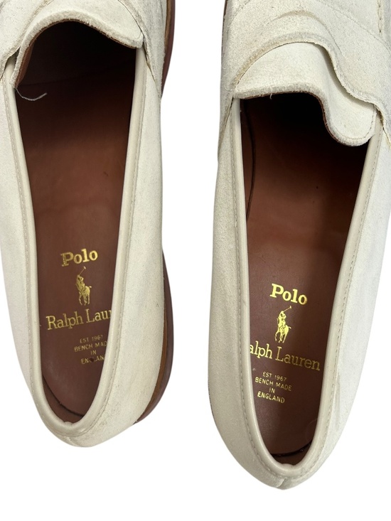 Polo Ralph Lauren cream suede leather Bench made England slipon loafers bucks 95 main image 4